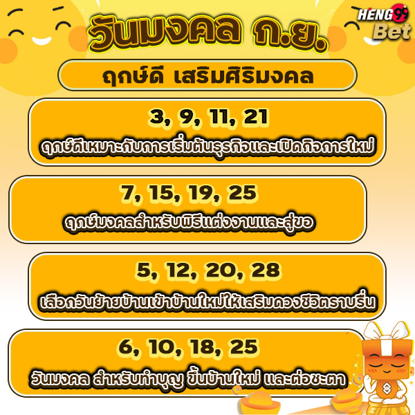 รูปภาพเช็กวันมงคลฤกษ์ดีเดือนกันยายนของ heng99